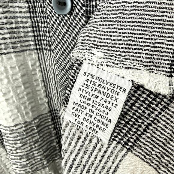 NEW NWOT Habitat Sz Large Black/Gray/White Wearable Art Blouse Shirt Top Plaid - Picture 8 of 9